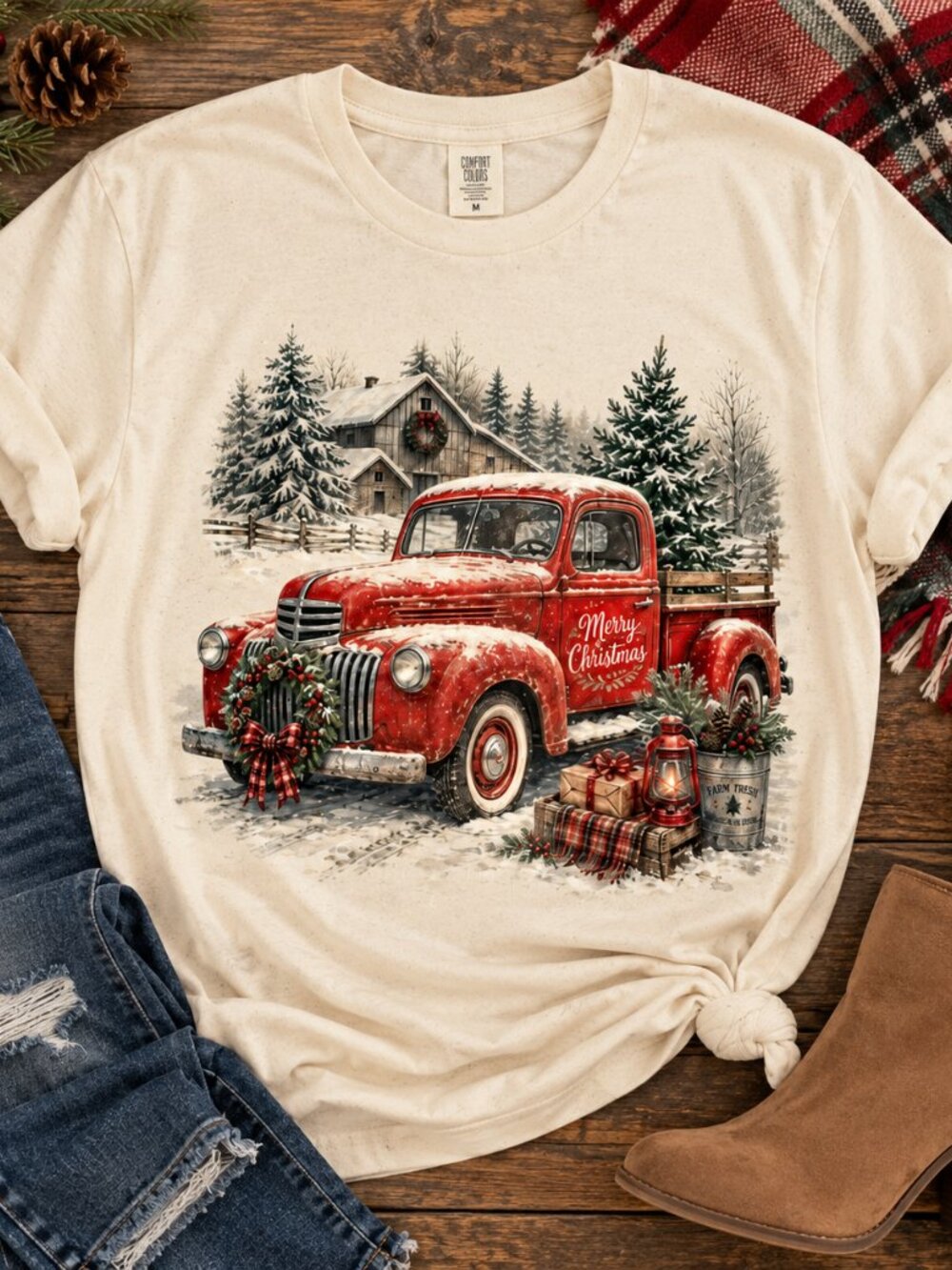 Vintage Red Truck DTF Printed Tee
